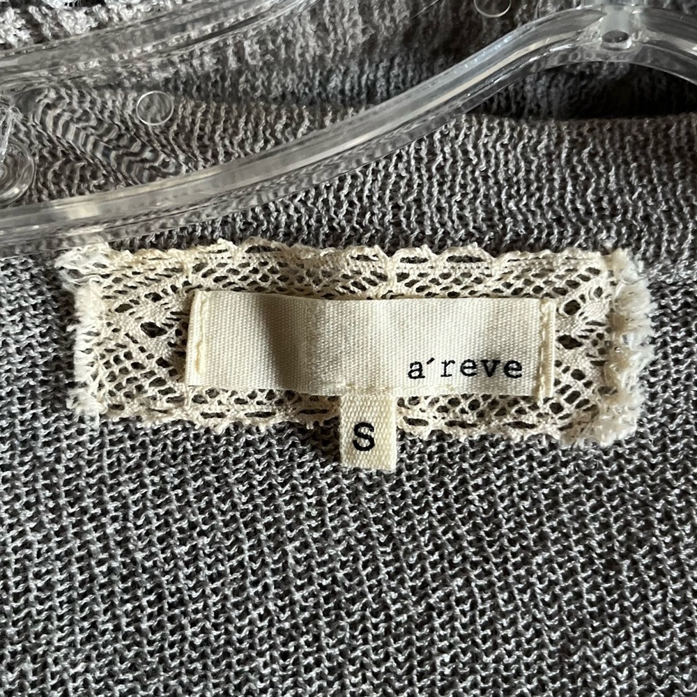 A'Reve Light Gray Ruffle and Lace Cardigan - Picture 7 of 9